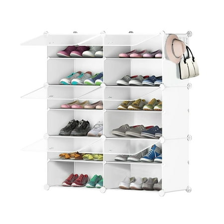 BIGLUFU Portable Shoe Rack Organizer, 6-Tier Shoe Rack Organizer for Closet 24 Pair Shoes Shelf Cabinet for Entryway, Bedroom and Hallway (White)