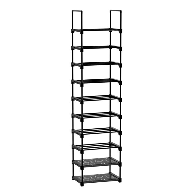 BIGLUFU Shoe Rack, Metal Shoe Organizer with 1 Rows 10 Tiers Metal Shoe