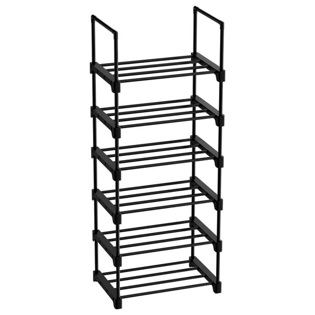 BIGLUFU Shoe Rack, Metal Shoe Organizer with 1 Rows 6 Tiers Metal Shoe