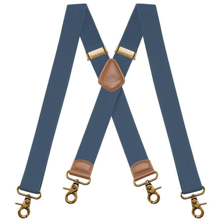 BIGLUFU Vintage Suspenders for Men Heavy Duty 4 Snap Hooks for Belt Loops Adjustable X
