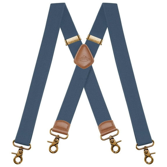 BIGLUFU Vintage Suspenders for Men Heavy Duty 4 Snap Hooks for Belt Loops Adjustable X