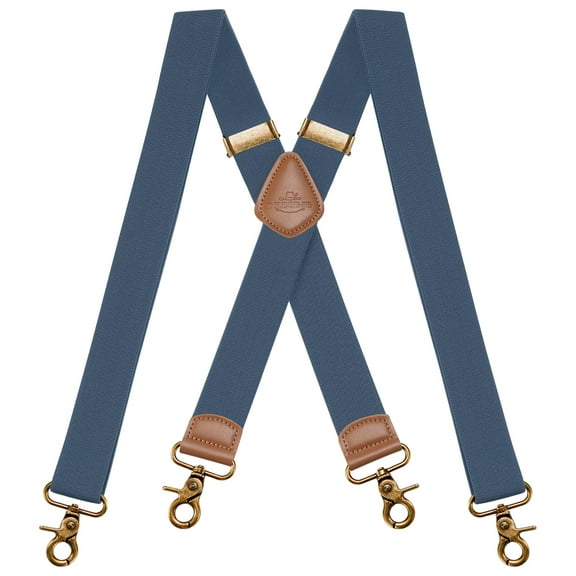 BIGLUFU Vintage Suspenders for Men Heavy Duty 4 Snap Hooks for Belt Loops Adjustable X