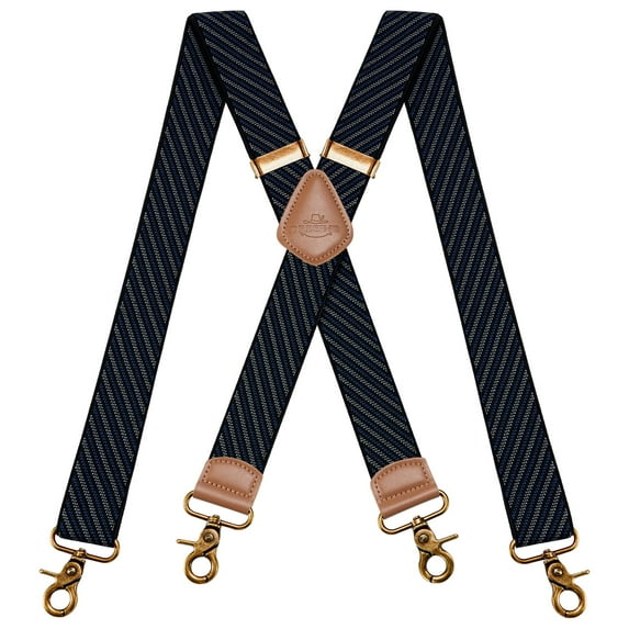 BIGLUFU Vintage Suspenders for Men Heavy Duty 4 Snap Hooks for Belt Loops Adjustable X