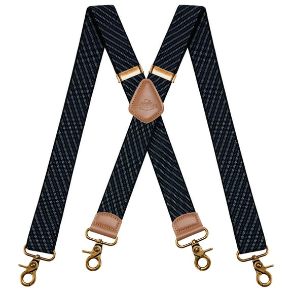 BIGLUFU Vintage Suspenders for Men Heavy Duty 4 Snap Hooks for Belt Loops Adjustable X
