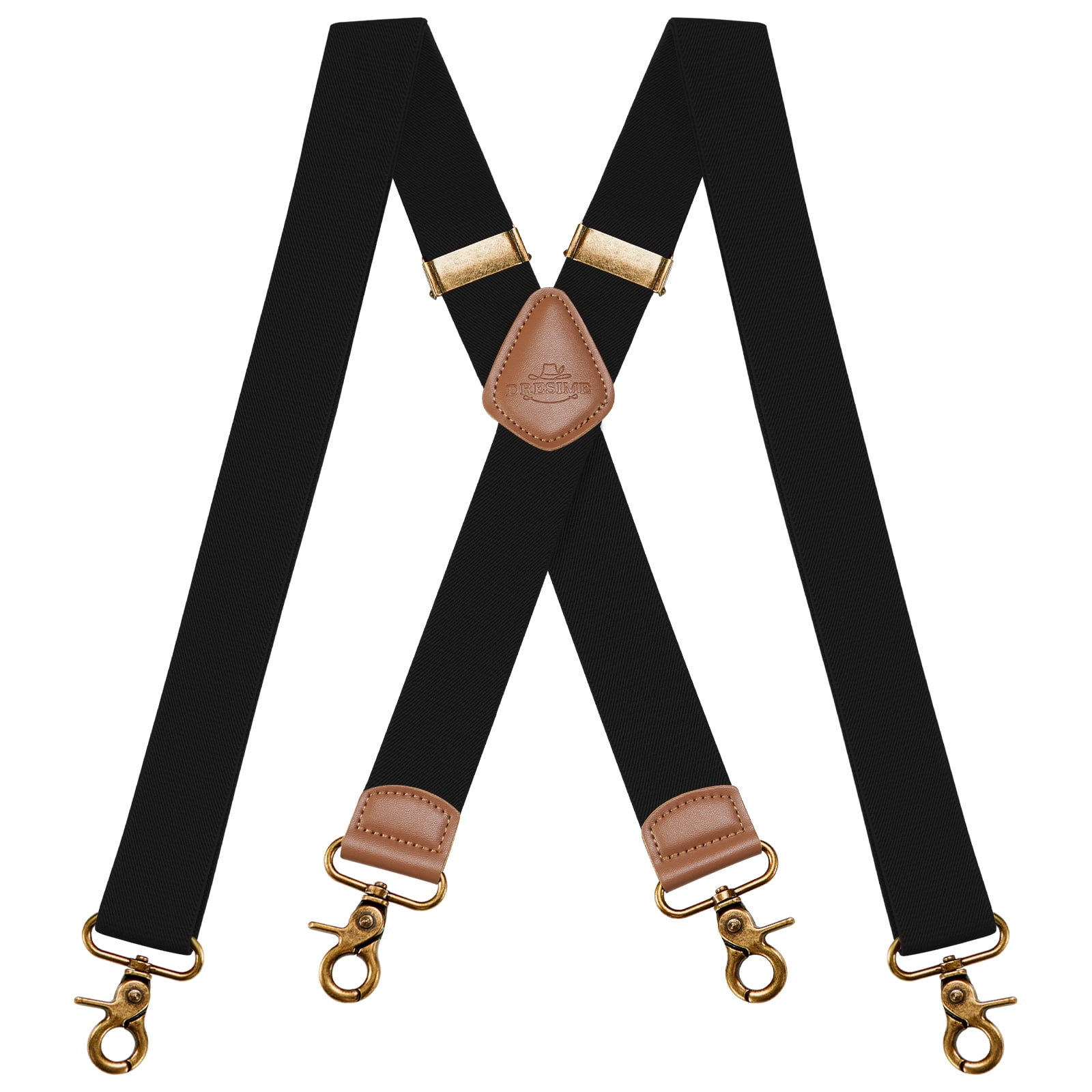 BIGLUFU Adjustable Men's Suspenders, Heavy Duty with 4 Elastic Clips