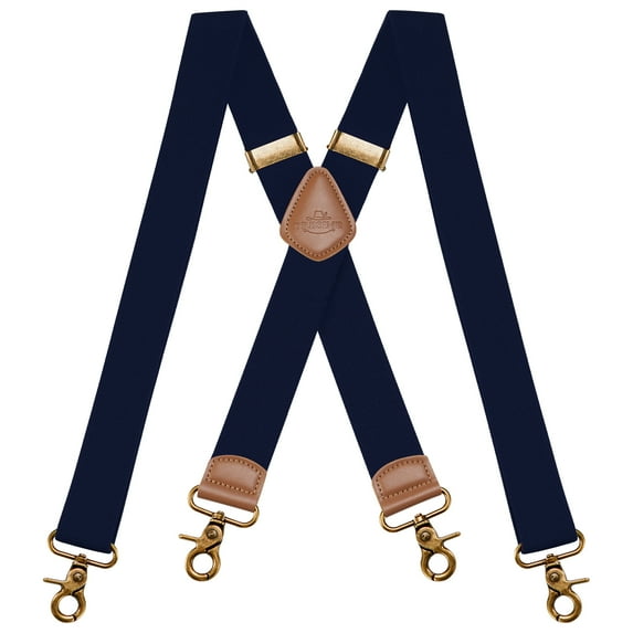 BIGLUFU Vintage Suspenders for Men Heavy Duty 4 Snap Hooks for Belt Loops Adjustable X