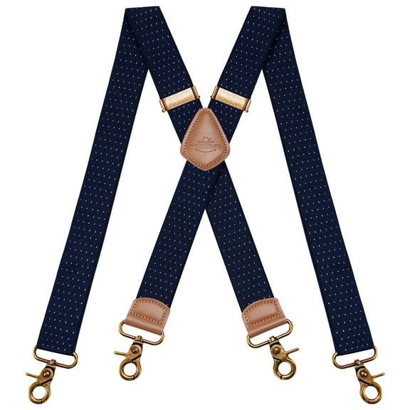 BIGLUFU Vintage Suspenders for Men Heavy Duty 4 Snap Hooks for Belt Loops Adjustable X
