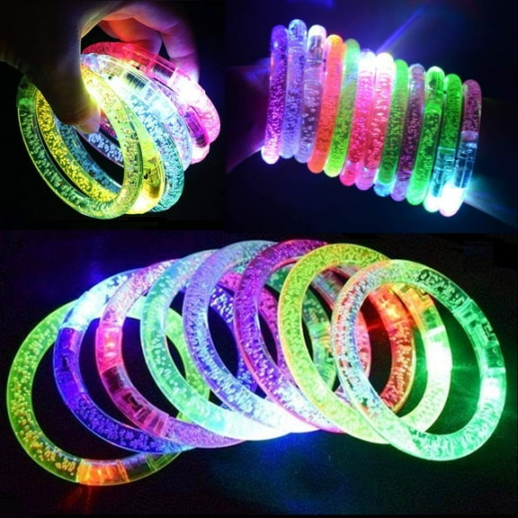 BIGOCT 12 Pcs Flashing LED Bracelet, Light-emitting Bracelet