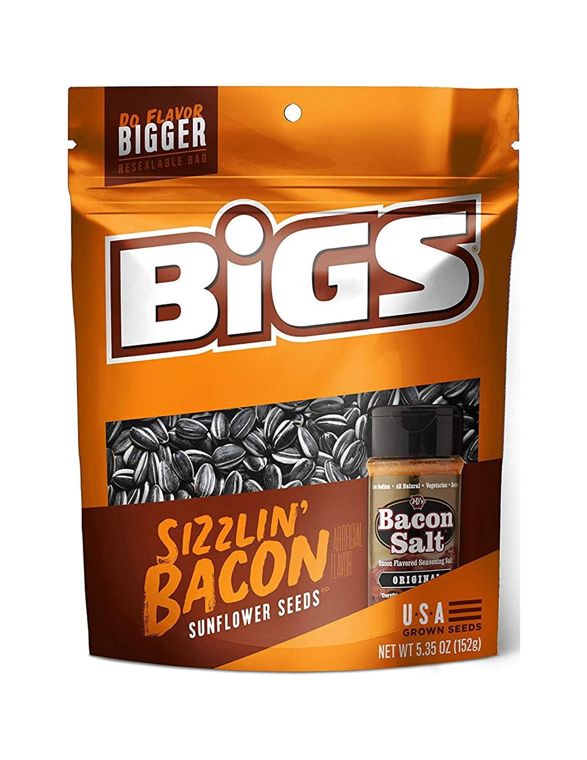 BIGS Bacon Salt Sizzlin Bacon Sunflower Seeds, 5.35Ounce Bag(Pack of