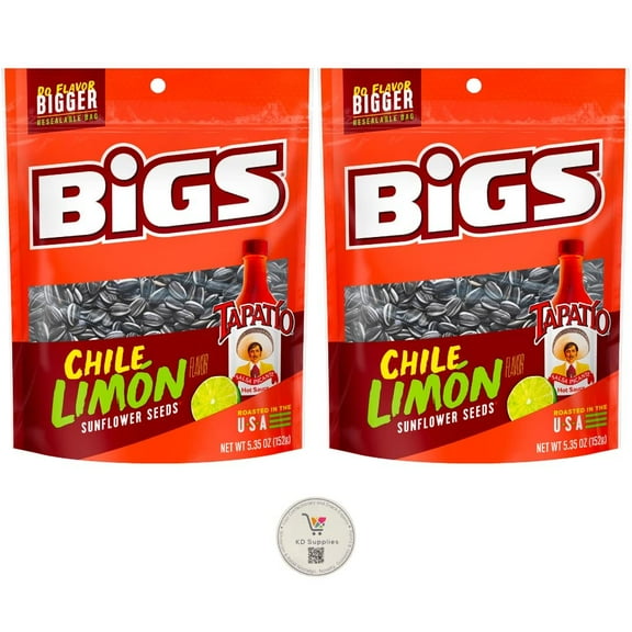 BIGS Sunflower Seeds, Keto Friendly 5.35 oz Bags Pack of 2 Chili Limon