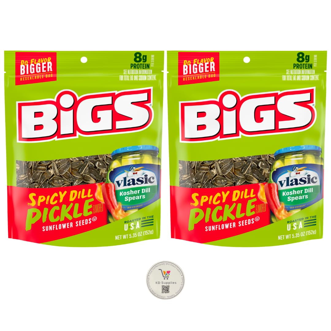 BIGS Sunflower Seeds, Keto Friendly 5.35 oz Bags (Pack of 2) (Spicy