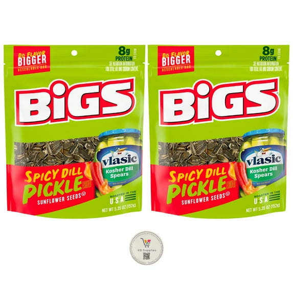 BIGS Sunflower Seeds, Keto Friendly 5.35 oz Bags (Pack of 2) (Spicy Dill Pickle)