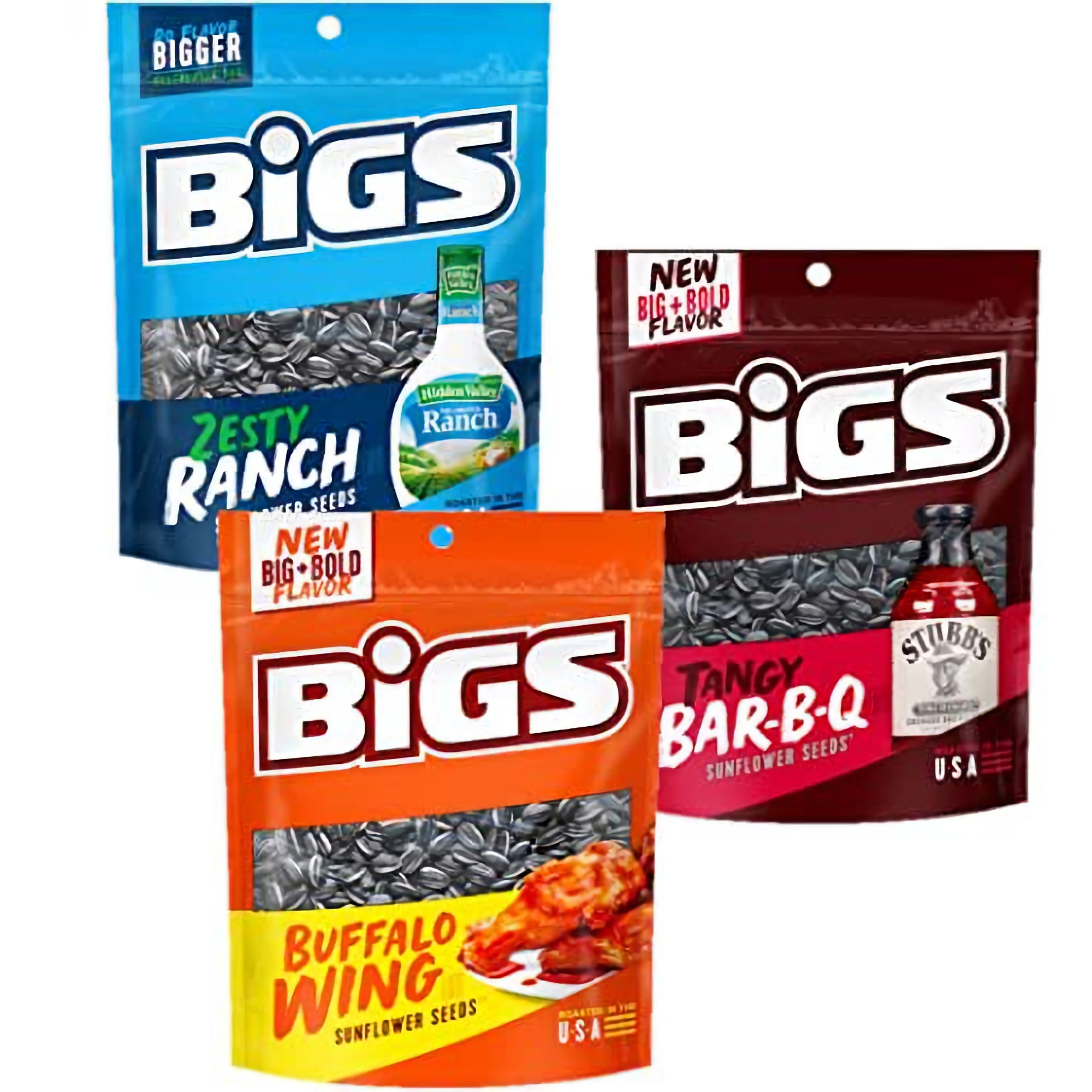(3 pack) BIGS Sunflower Seeds Variety Pack 3 Flavor Combo Zesty Ranch, Smokey BBQ and Buffalo