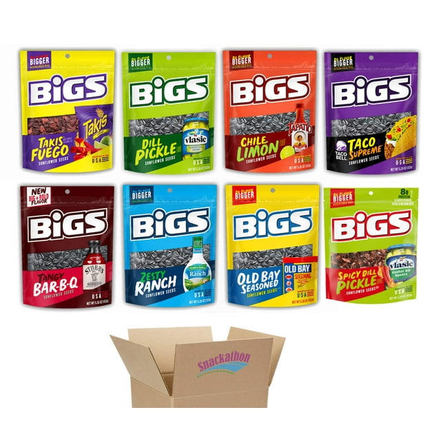 BIGS Sunflower Seeds Variety Pack, 8 Flavors, 5.35 Ounce Each, 1 Bag