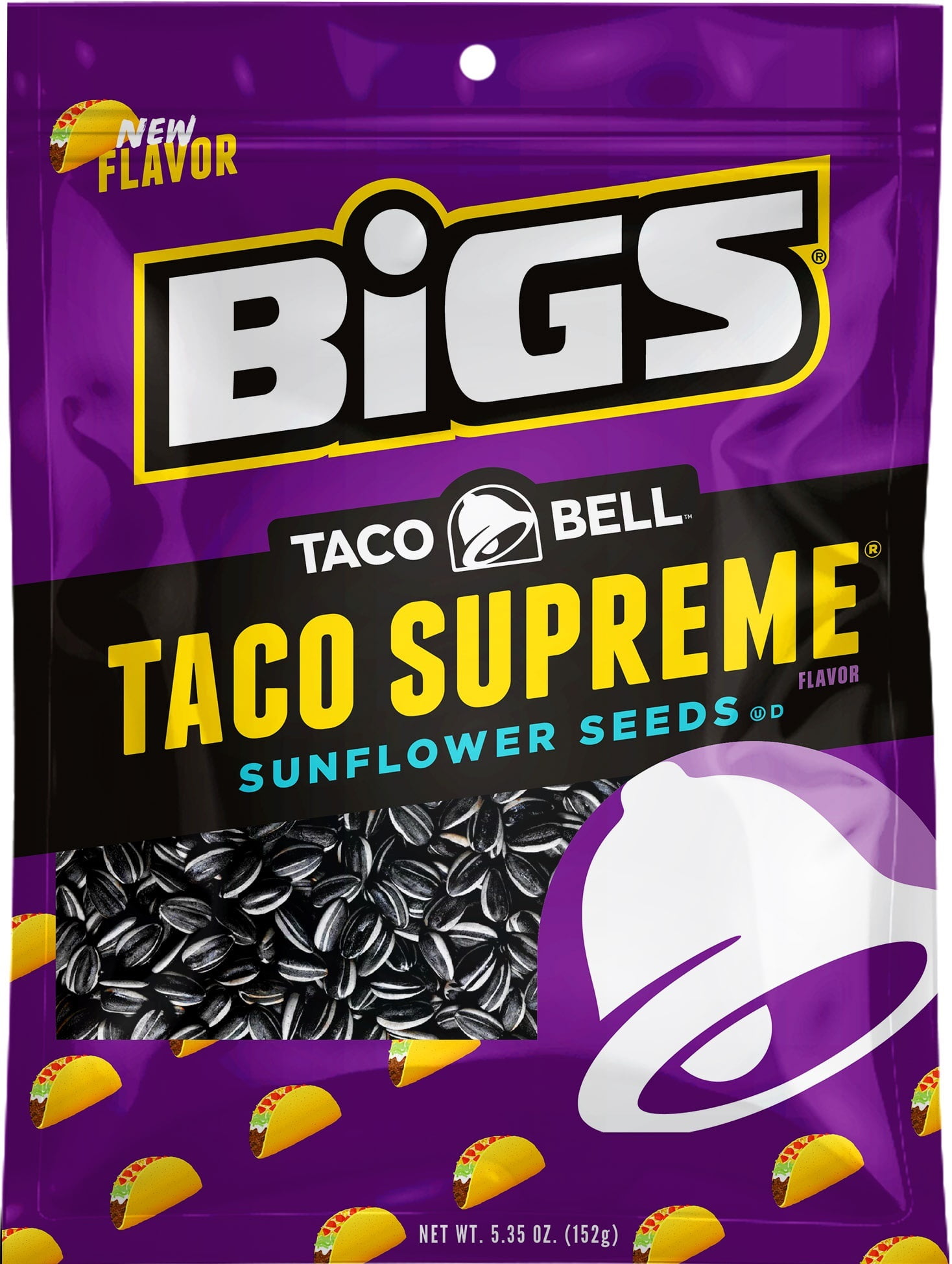 BIGS Taco Bell Taco Supreme Sunflower Seeds, Keto Friendly Snack, 5.35-oz. Bag (Pack of 12)