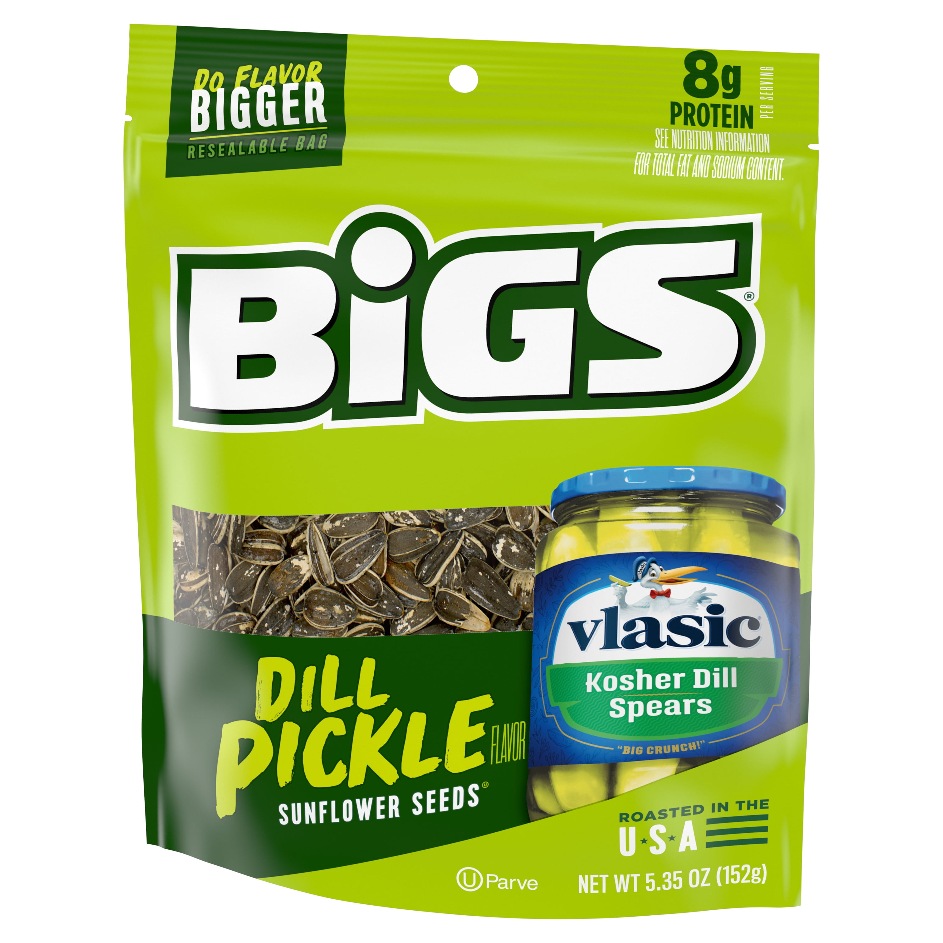 BIGS Vlasic Dill Pickle Sunflower Seeds, 5.35-Ounce Bags (Pack of 6)