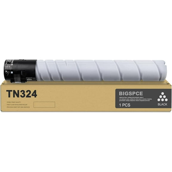 BIGSPCE TN-324 TN324 Black Toner Cartridge (1 Pack): TN324K A8DA130 Toner Replacement for Konica Minolta Bizhub C258 C308 C368 Printer