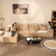 thumbnail image 1 of BIGSYY 138" Boneless Couch with Deep Seat, Modular Sectional Sofa, Cloud Sectional Couch for Living Room, No Assembly Required, Corduroy, 4 Seater L-Shape Left, Camel, 1 of 10