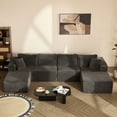 thumbnail image 1 of BIGSYY 138" Boneless Couch with Deep Seat, Modular Sectional Sofa, Cloud Sectional Couch for Living Room, No Assembly Required, Corduroy, U-Shape 4 Seater Right, Gray, 1 of 10