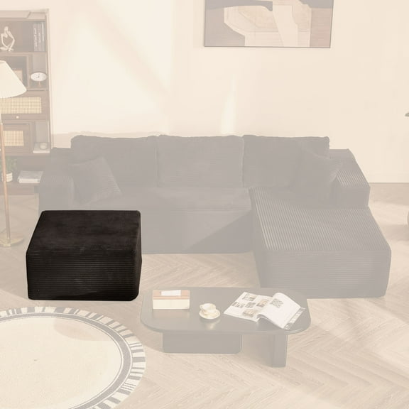 BIGSYY Cozy Square Ottoman, Comfortable Seating, No Assembly Required, Black