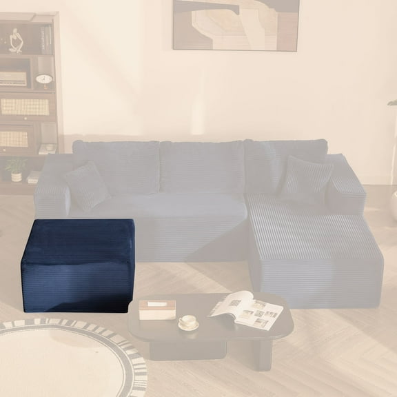 BIGSYY Cozy Square Ottoman, Comfortable Seating, No Assembly Required, Blue