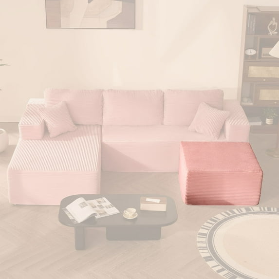 BIGSYY Cozy Square Ottoman, Comfortable Seating, No Assembly Required, Pink