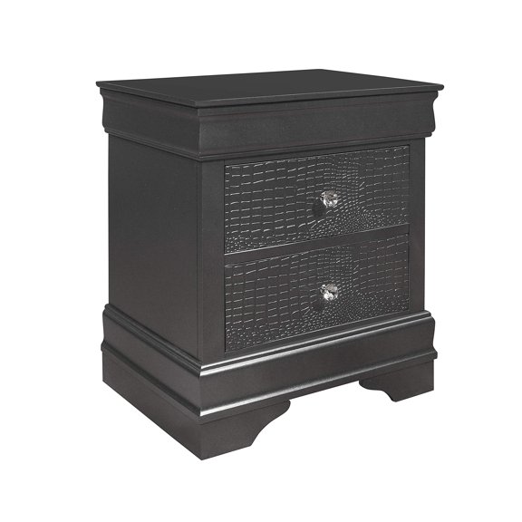 BIGTO Elegant Nightstand with 2 Drawers, Crocodile Wood Bedside Table Grey 21.5" X 15.7" X 23.7"