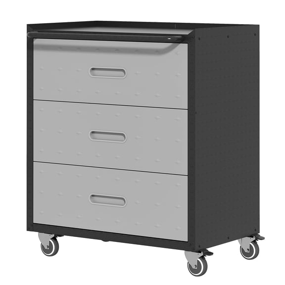 BIGTO Tool Cabinet with Wheels, Heavy Duty 3 Drawer Metal Storage Cabinet for Garage Workshop Office Home Gray 29.53"x16.54"x34.65" Tool Organizers