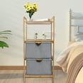 thumbnail image 1 of BIGTREE 3-Tier Storage Basket Dressers Unit Bathroom Bamboo Tower Fabric Drawers Storage Shelf, New, 1 of 8