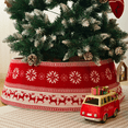 thumbnail image 1 of BIGTREE Christmas Tree Collar Dress up Skirt Elk Snow Print Woven Knitting Cover Holiday Decorations, 1 of 11