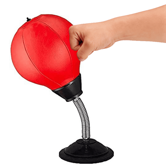BIGTREE Desktop Mini Punching Ball Boxing Bag Suction Cup Stand, Red