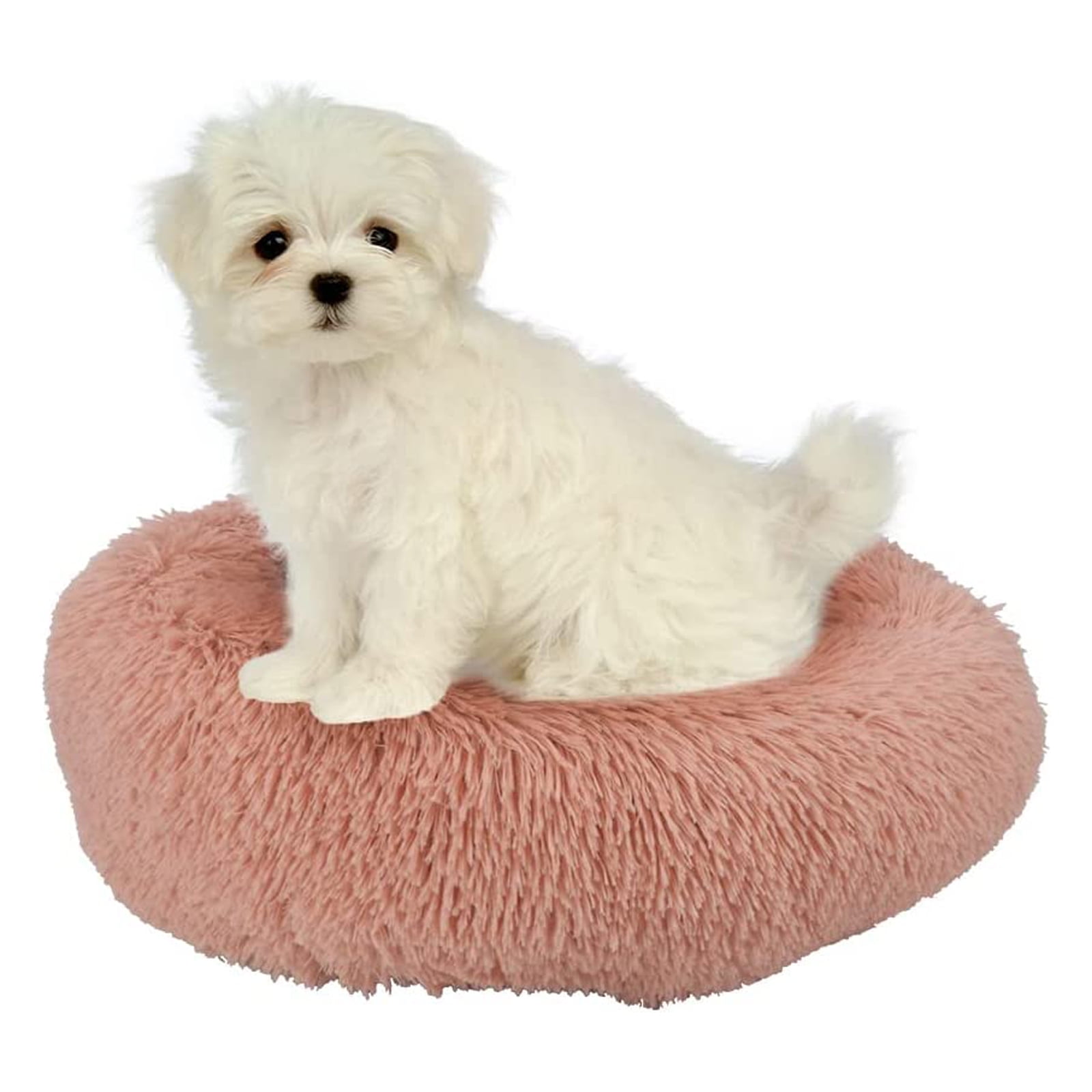 BIGTREE Dog Cat Donut Plush Pet Beds Cozy Round Washable Anti Anxiety