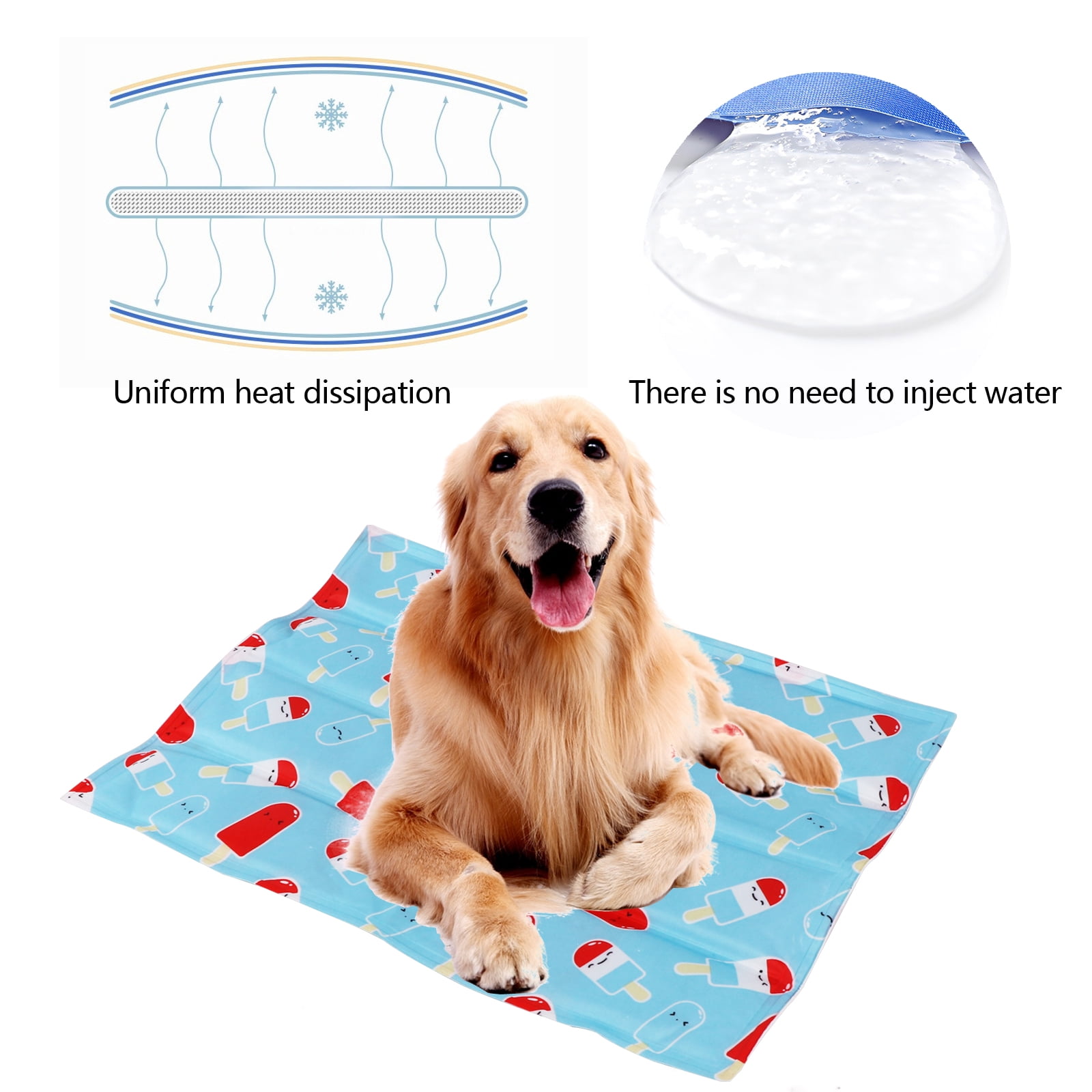 BIGTREE Dog Self Cool Mat Summer Cooling Kennel Crate Comfort Pad Blue