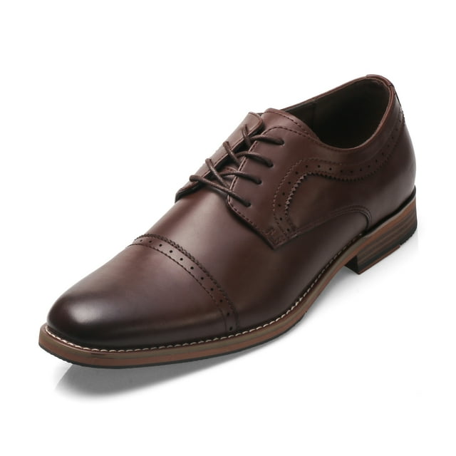 BIGTREE Mens Brown Dress Shoes Wingtip Lace up Oxford Wide Casual Shoes
