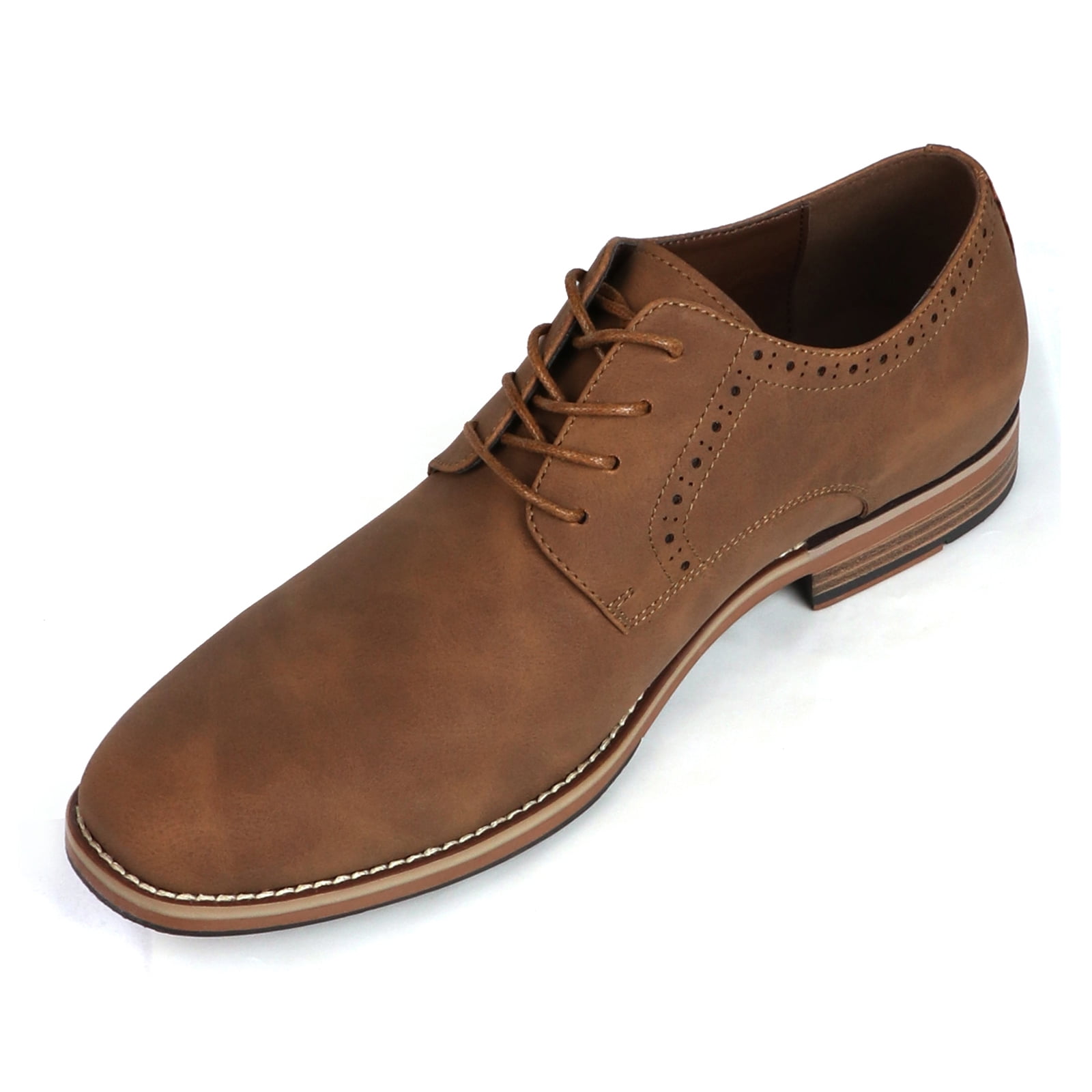BIGTREE Mens Brown Lace up Dress Shoes Casual Oxford Leather Wide Shoes ...