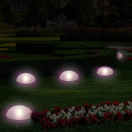BIGTREE Solar Ground Walkway Lights Multicolor Half Ball Light Lawn Lamp 5 LED Plastic Waterproof US
