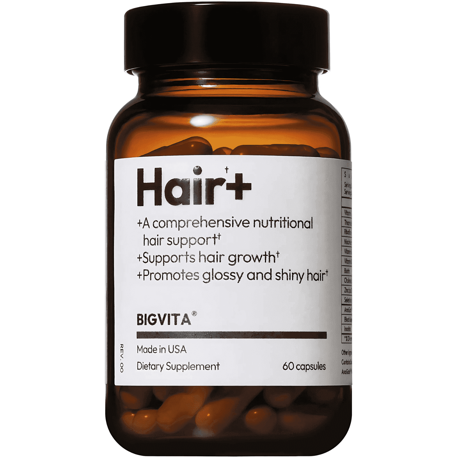 BIGVITA Hair Growth Supplement with AnaGain™ Nu & Black Sesame Extract, Biotin | Supports Thicker, Fuller Hair | Vegan, Made in USA – 1 Month Supply
