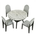 BIGWOO 48 inch Imitation Marble Dining Table and Chair Set 5 piece with