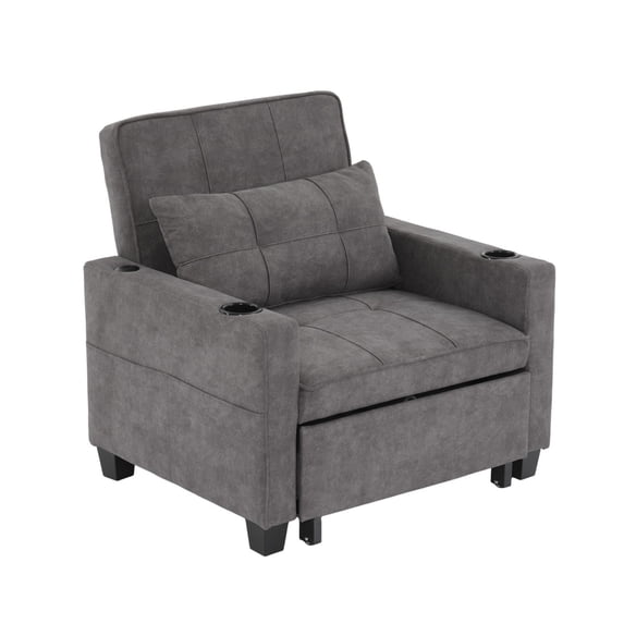 BIGWOO Chair Bed Convertible Chair,Pull Out Sleeper Chair Beds with USB Ports,Armchair Bed Sleeper Wear-resistant and Anti-scratch,Dark Grey