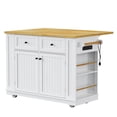 thumbnail image 1 of BIGWOO Large Kitchen Island with Drop Leaf and Power Outlet,Rolling Kitchen Storage Cart for Kitchen or Dining Room,48 inch White, 1 of 9