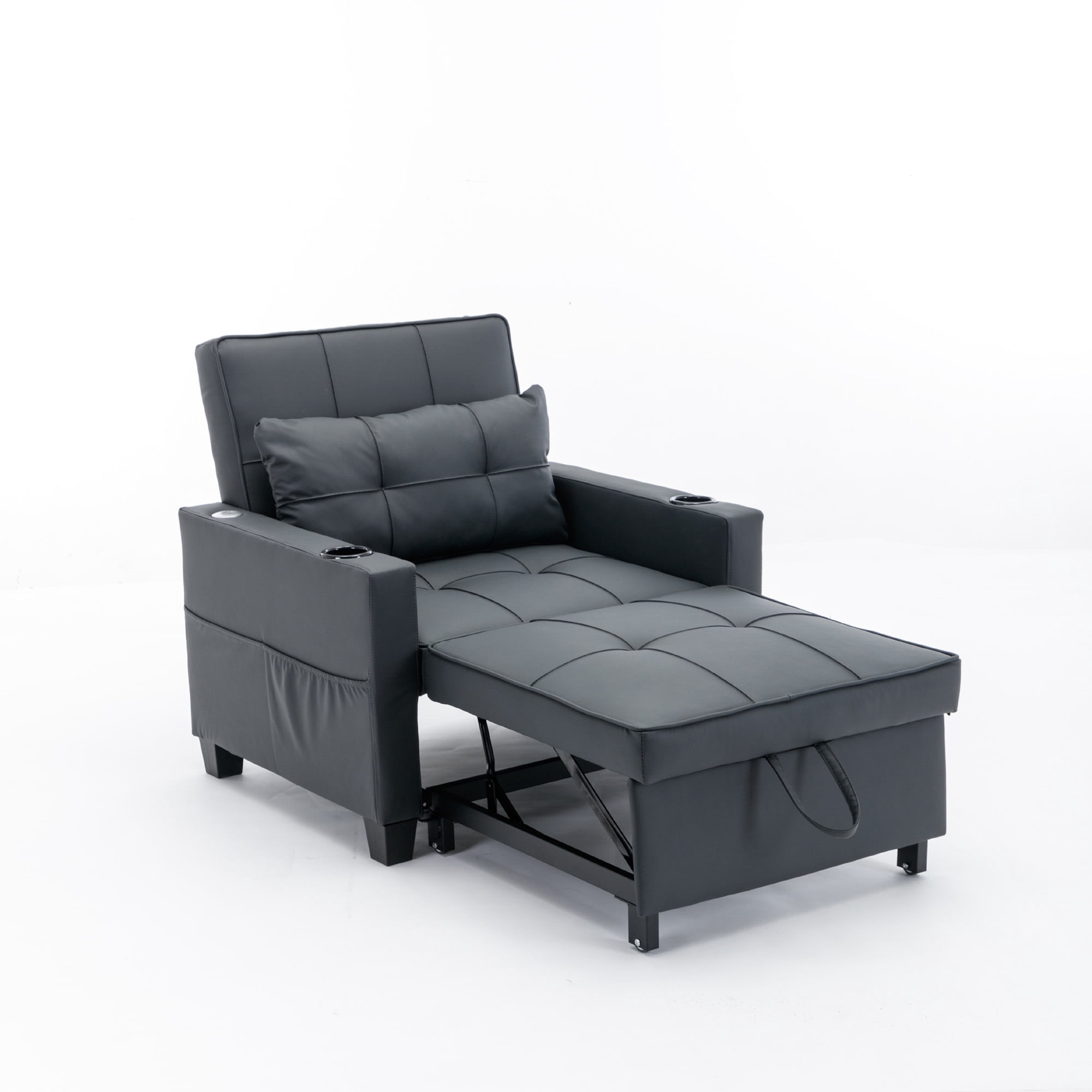 BIGWOO Pull Out Sleeper Chair Beds with USB Ports, Armchair Bed Sleeper