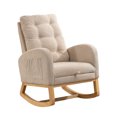 thumbnail image 1 of BIGWOO Rocking Chair with Footrest and Rubber Wood Rocking Legs,26.77"D X 38.36"W X 39.76"H Beige, 1 of 8
