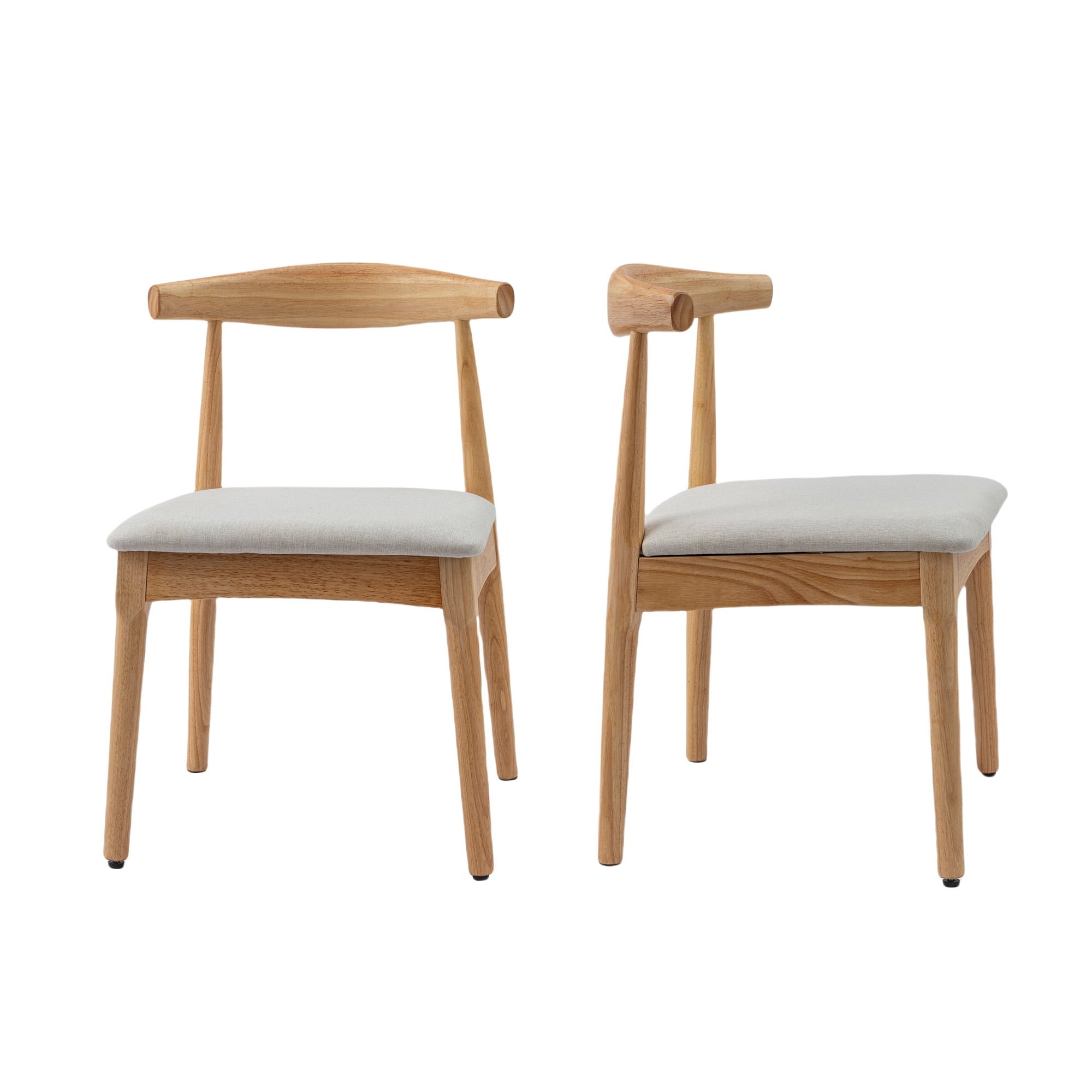 BIGWOO Rubberwood Dining Rooms Chairs with Fabric Upholstered for