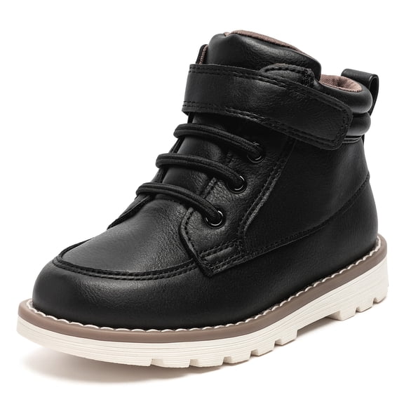 BIGWOW Boys Boots Kids Ankle Boots Hook and Loop Hiking Outdoor Boots Black 1 Big Kid