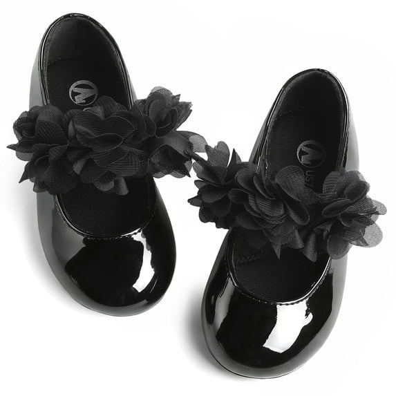 BIGWOW Girl Dress Shoes Mary Jane Shoes Wedding Party Girls Princess Flower Shoe Black 1 Big Kid