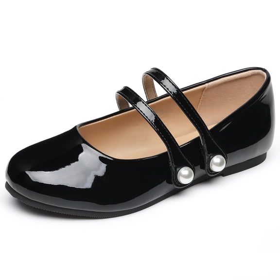 BIGWOW Girls Mary Jane Shoes Girls Ballet Dress Shoes Wedding Party Flat Shoes Black 1 Big Kid