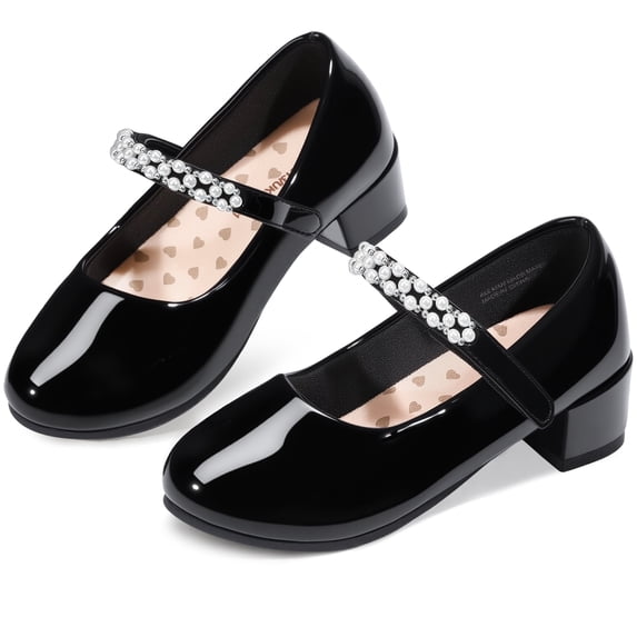 BIGWOW Girls Mary Janes Shoes Ballerina Dress Shoes Flower Wedding Party Church School Flat Shoes 1 Big Kid