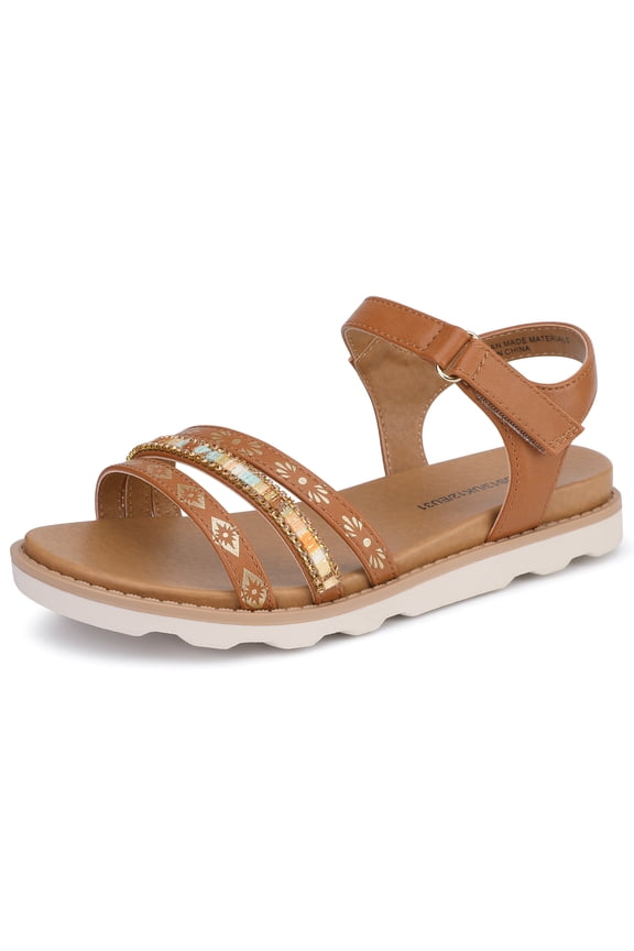 Girls Sandals Open Toe Cute Dress Sandals Summer Strappy Sandals Brown 1 Big Kid