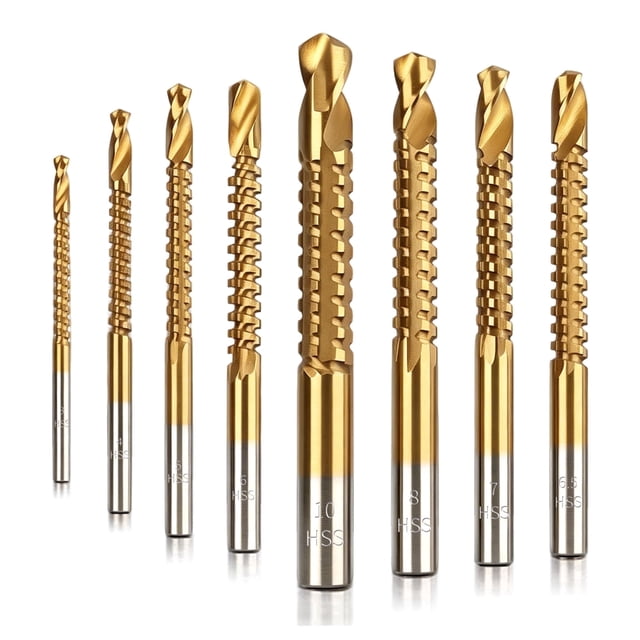 BIHOO 8Pcs Side Cutting Drill Bit Kit, Serrated Drill Bits Set from 3 ...