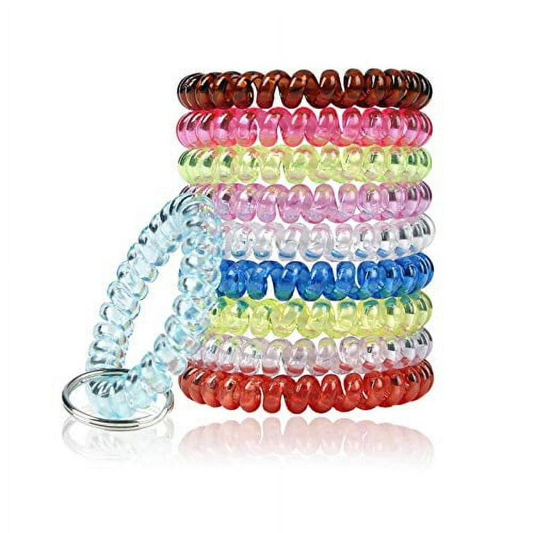 7-Pack Assorted Color Stretchable Plastic Bracelet Wrist Coil Wrist band  Key Ring Chain Holder Tag